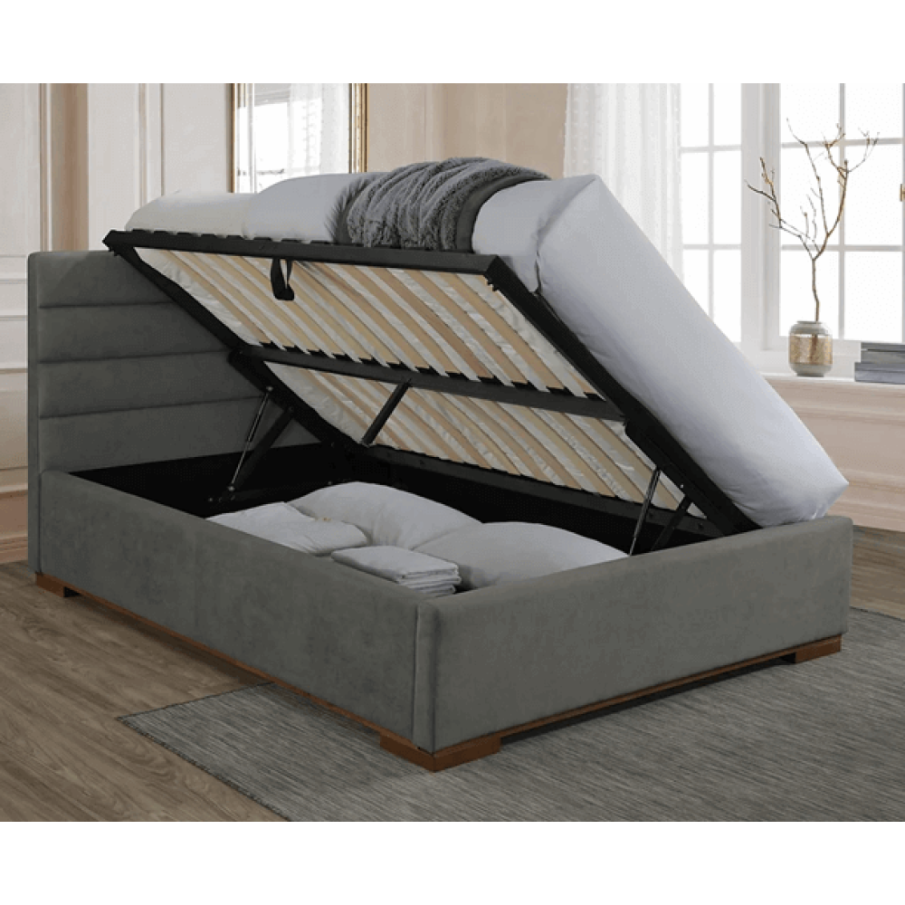 Mayfair Light Grey Fabric Ottoman Bed